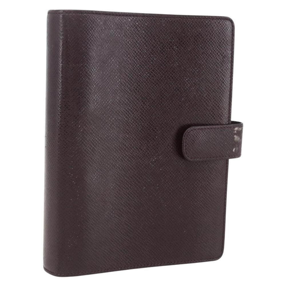 LOUIS VUITTON Taiga Agenda MM Day Planner Cover Acajou R20416 LV Auth am10073